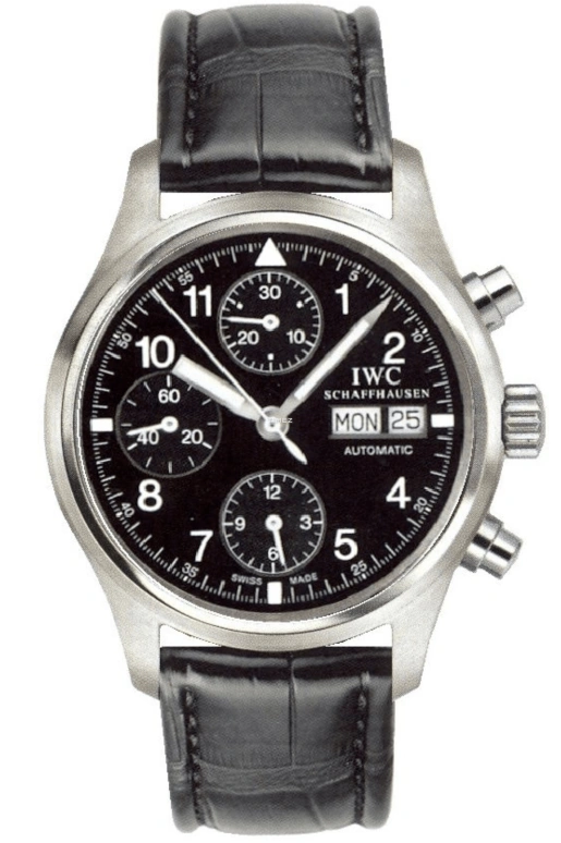 IWC,Pilot 39mm,39mm,Stainless Steel,Black,Automatic,Chronograph,Date,Day,IW370631
