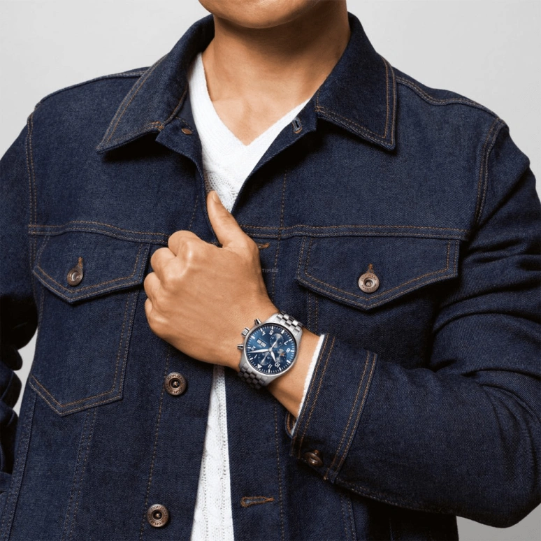 IWC,Pilot 43mm,43mm,Stainless Steel,Blue,Automatic,Chronograph,Date,Day,Anti-magnetic,44hours,In-house Caliber,IW377717