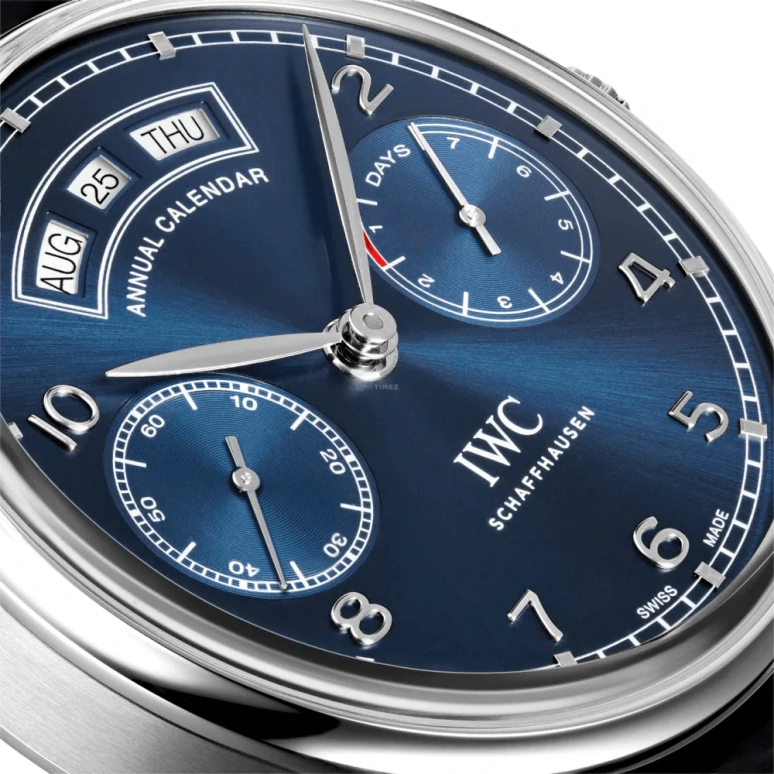IWC,Portugieser 44.20mm,44.20mm,Stainless Steel,Blue,Automatic,Annual Calendar,Month,Date,Day,168hours,In-house Caliber,IW503502