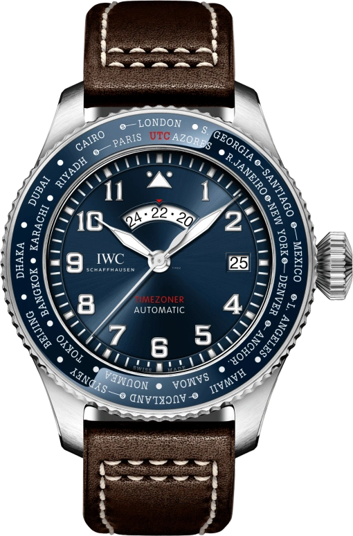 IWC,Pilot 46mm,46mm,Stainless Steel,Blue,Automatic,Day,World Time,IW395503
