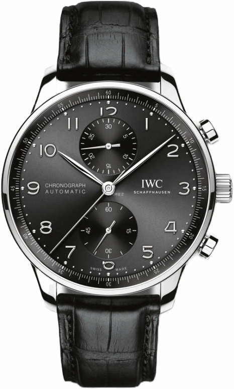 IWC,Portugieser 41mm,41mm,Stainless Steel,Black,Automatic,Chronograph,Column Wheel,IW371609
