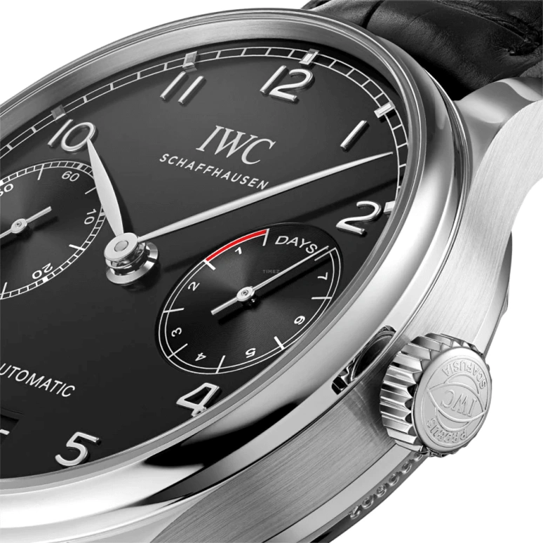 IWC,Portugieser 42.30mm,42.30mm,Stainless Steel,Black,Automatic,Chronograph,Date,Power Reserve Indicator,IW500703