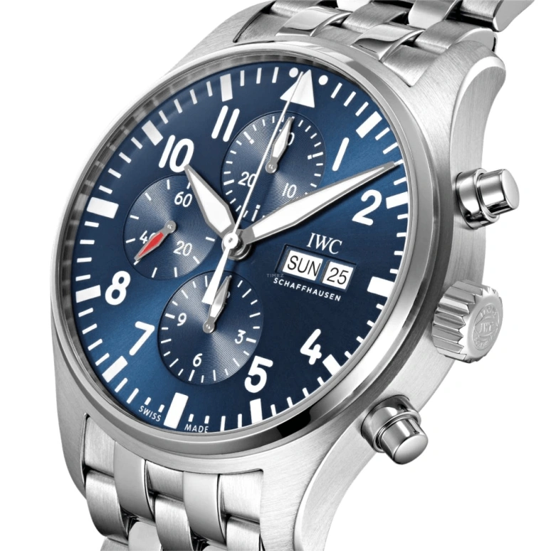 IWC,Pilot 43mm,43mm,Stainless Steel,Blue,Automatic,Chronograph,Date,Day,Anti-magnetic,44hours,In-house Caliber,IW377717