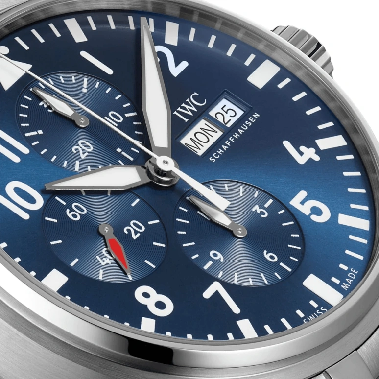 IWC,Pilot 43mm,43mm,Stainless Steel,Blue,Automatic,Chronograph,Date,Day,Anti-magnetic,44hours,In-house Caliber,IW377717
