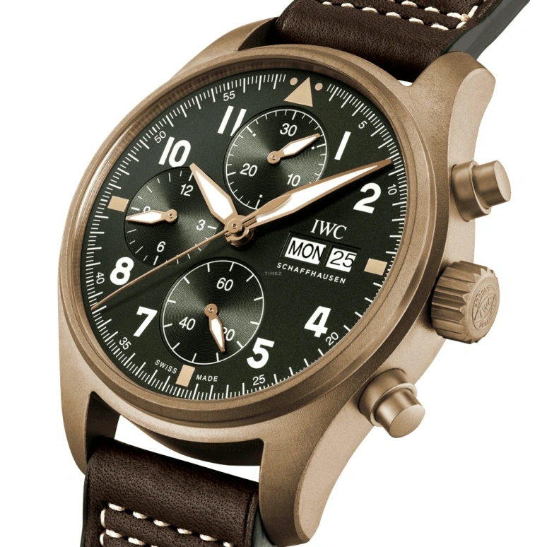 IWC,Pilot 41mm,41mm,Titanium,Bronze,Green,Automatic,Chronograph,Date,Day,Anti-magnetic,48hours,In-house Caliber,IW387902