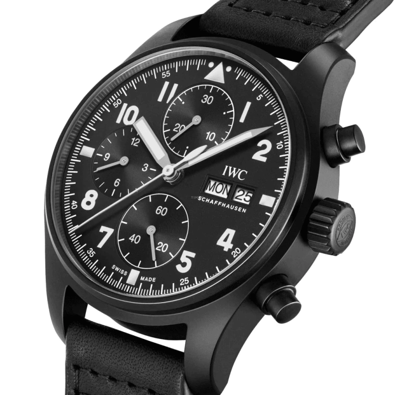IWC,Pilot 41.50mm,41.50mm,Ceratanium,Black,Automatic,Chronograph,Date,Day,Anti-magnetic,48hours,In-house Caliber,IW387905