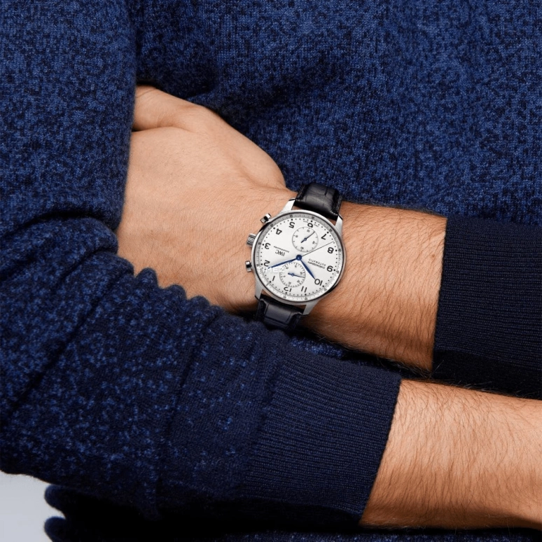 IWC,Portugieser 41mm,41mm,Stainless Steel,White,Automatic,Chronograph,46hours,IW371602