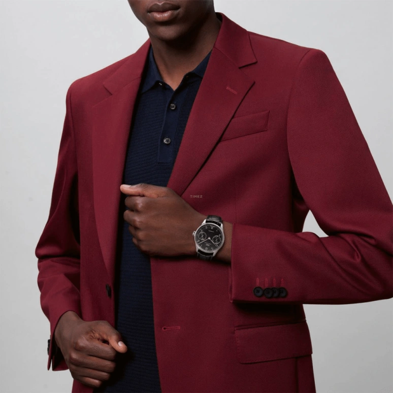 IWC,Portugieser 42.30mm,42.30mm,Stainless Steel,Black,Automatic,Chronograph,Date,Power Reserve Indicator,IW500703