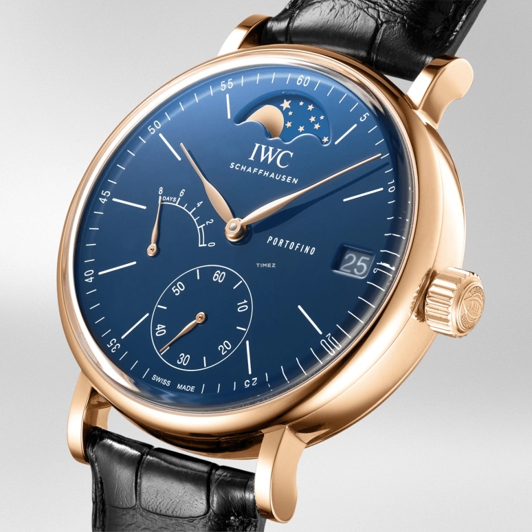 IWC,Portofino 45mm,45mm,Red Gold,Blue,Handwound,Moonphase,Day,Power Reserve Indicator,IW516407