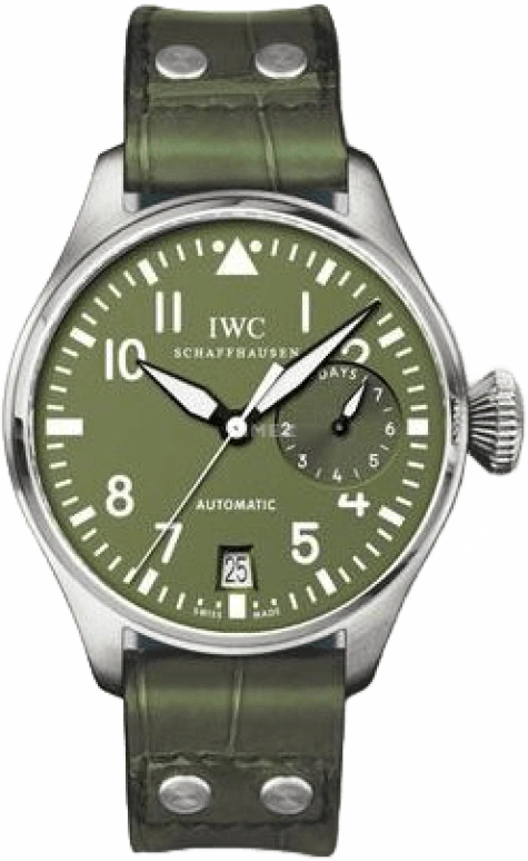 IWC,Big Pilot 46.20mm,46.20mm,Stainless Steel,Green,Automatic,Day,Power Reserve Indicator,IW500407