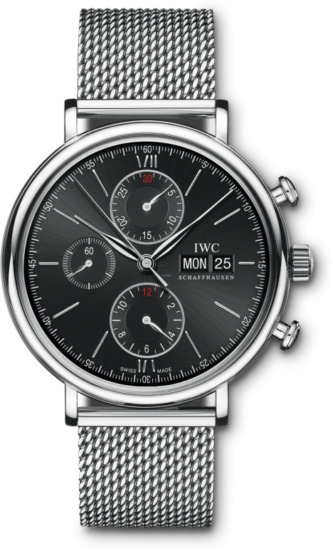 IWC,Portofino 42mm,42mm,Stainless Steel,Black,Automatic,Chronograph,Date,Day,IW391030