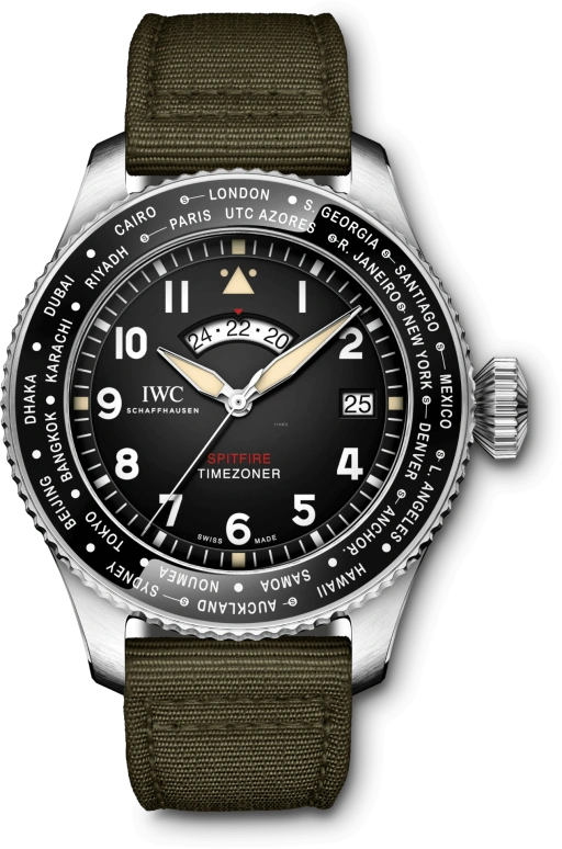 IWC,Pilot 44mm,44mm,Stainless Steel,Black,Automatic,Day,Dule Time,World Time,IW395501