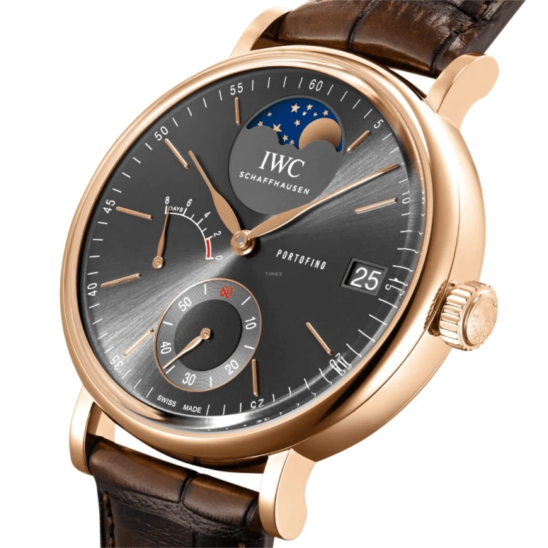 IWC,Portofino 45mm,45mm,Red Gold,Grey,Handwound,Moonphase,Date,Power Reserve Indicator,IW516403