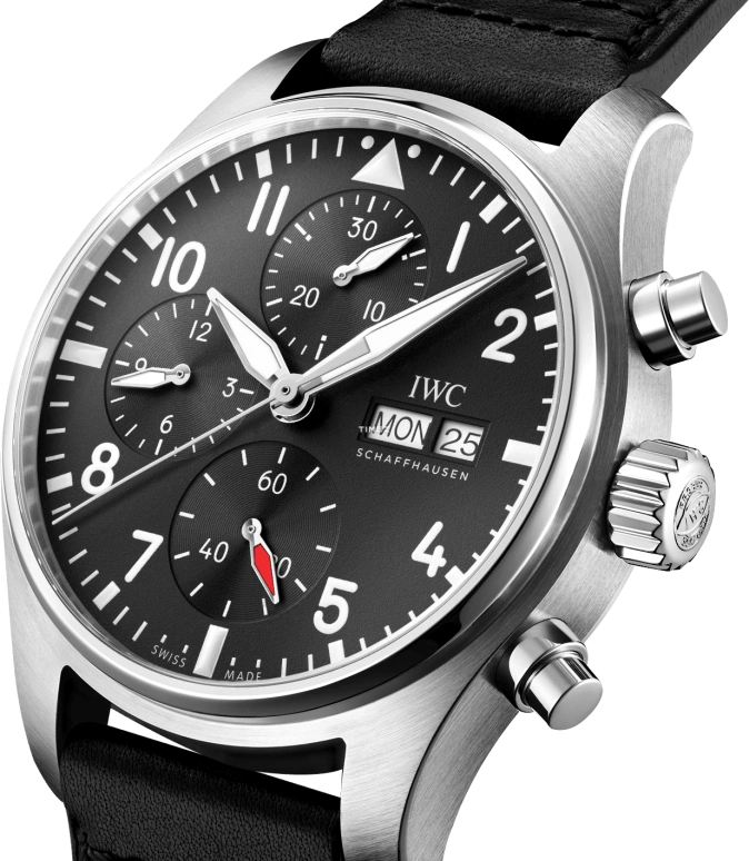 IWC,Pilot 41mm,41mm,Stainless Steel,Black,Automatic,Chronograph,Date,Day,IW388111