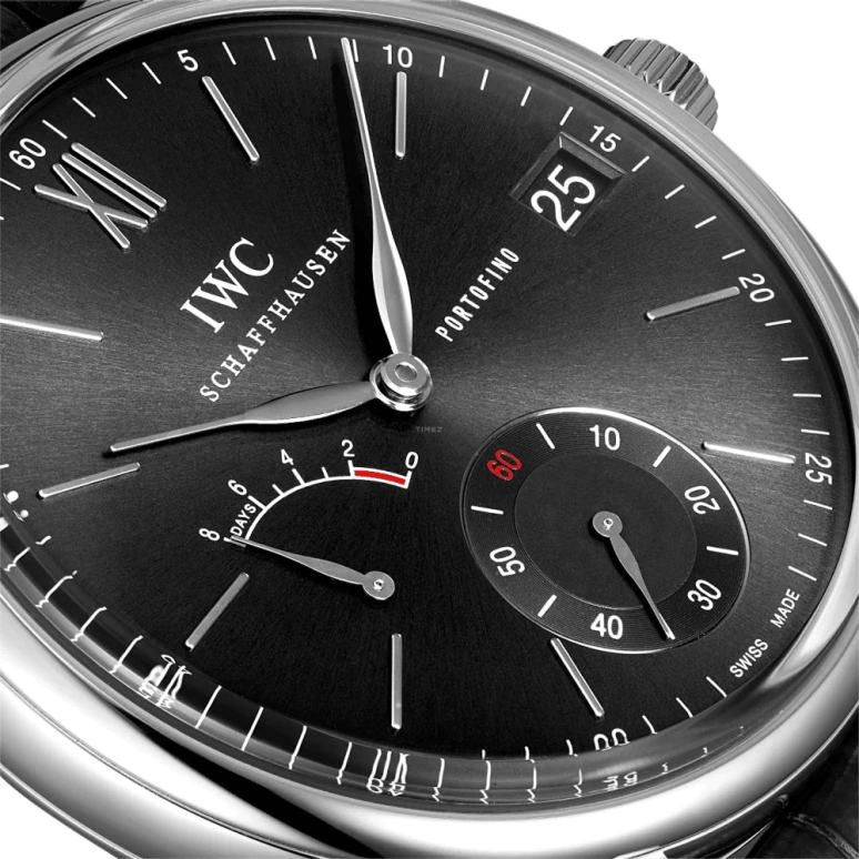 IWC,Portofino 45mm,45mm,Stainless Steel,Black,Handwound,Date,Power Reserve Indicator,IW510102