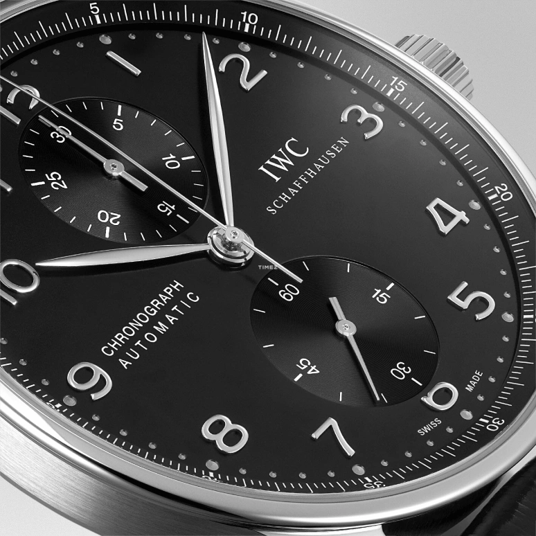 IWC,Portugieser 40.90mm,40.90mm,Stainless Steel,Black,Automatic,Chronograph,44hours,IW371447