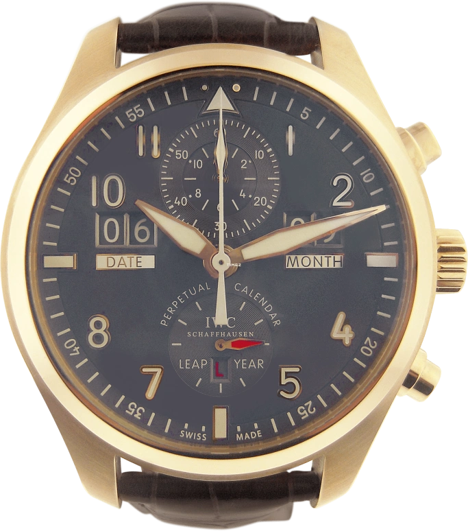 IWC,Pilot 46mm,46mm,Rose Gold,Grey,Automatic,Chronograph,Perpetual Calendar,Annual Calendar,Month,68hours,In-house Caliber,IW379103