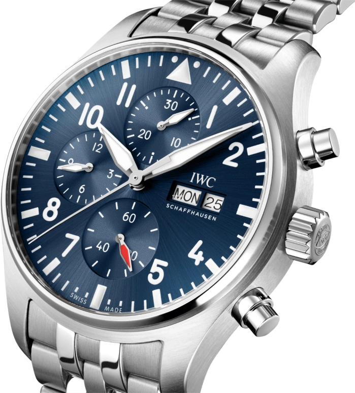 IWC,Pilot 43mm,43mm,Stainless Steel,Blue,Automatic,Chronograph,Date,Day,IW378004