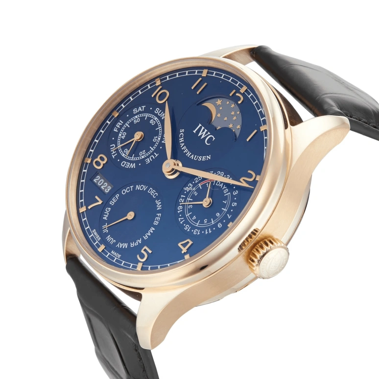 IWC,Portugieser 42.30mm,42.30mm,Rose Gold,Blue,Automatic,Moonphase,Perpetual Calendar,Month,Date,168hours,In-house Caliber,IW502220