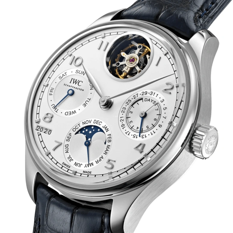 IWC,Portugieser 45mm,45mm,Platinum,Silver White,Automatic,Moonphase,Perpetual Calendar,Month,Date,168hours,In-house Caliber,IW504505