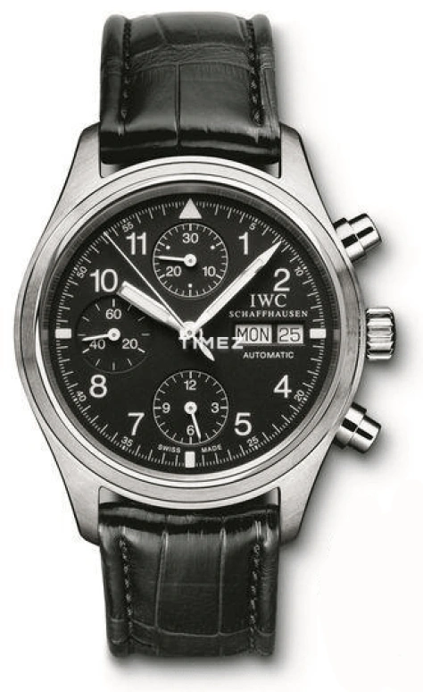 IWC,Pilot 39mm,39mm,Stainless Steel,Black,Automatic,Chronograph,Date,Day,IW370631