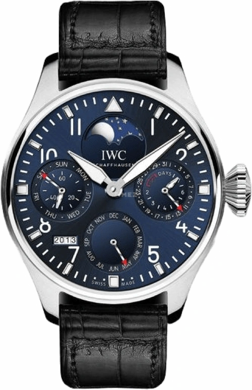 IWC,Big Pilot 46mm,46mm,Platinum,Blue,Automatic,Moonphase,Perpetual Calendar,Month,Date,168hours,In-house Caliber,IW502803
