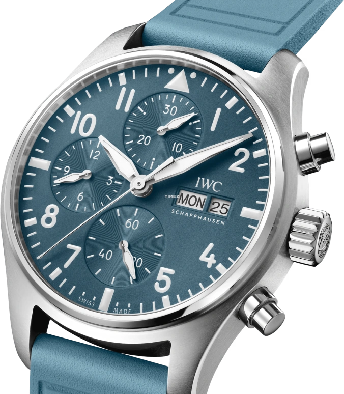 IWC,Pilot 41mm,41mm,Stainless Steel,Sky Blue,Automatic,Chronograph,Date,Day,IW388117
