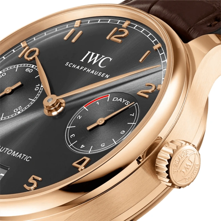 IWC,Portugieser 42.30mm,42.30mm,Red Gold,Grey,Automatic,Chronograph,Date,Power Reserve Indicator,IW500702