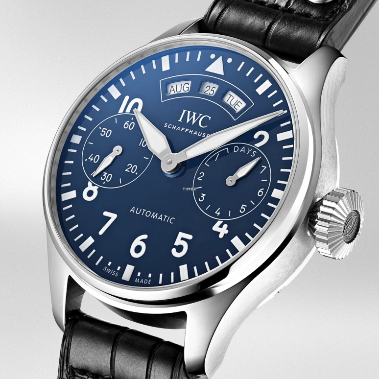 IWC,Big Pilot 46.20mm,46.20mm,Stainless Steel,Blue,Automatic,Annual Calendar,Month,Date,Day,168hours,In-house Caliber,IW502708
