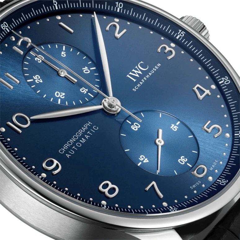 IWC,Portugieser 41mm,41mm,Stainless Steel,Blue,Automatic,Chronograph,Column Wheel,IW371606