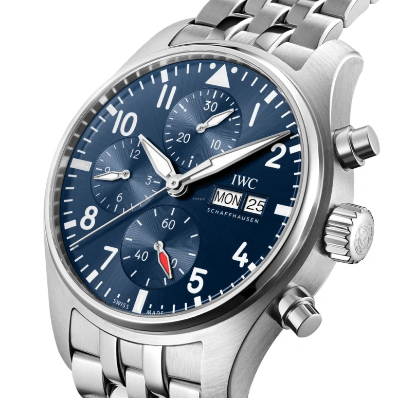 IWC,Pilot 41mm,41mm,Stainless Steel,Blue,Automatic,Chronograph,Date,Day,Column Wheel,46hours,In-house Caliber,IW388102