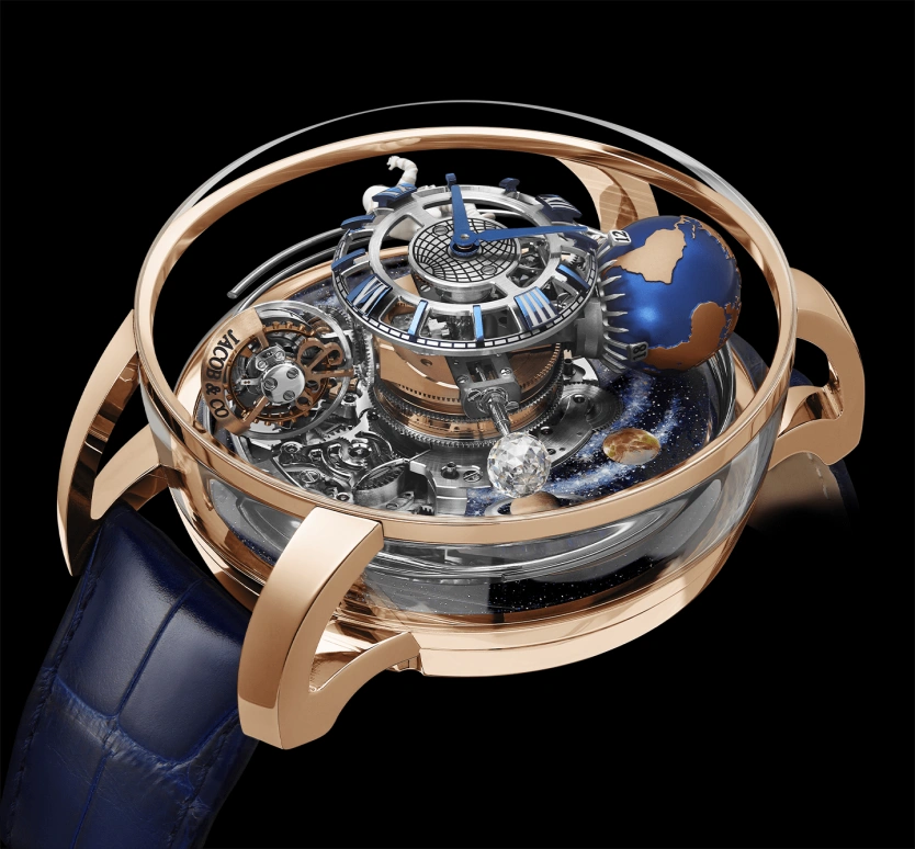 Jacob & Co.,Astronomia 50mm,50mm,Rose Gold,Sapphire,Gold,Crystal,Multi-Color,Blue,Handwound,50hours,In-house Caliber,AM500,AM500.40.AA.AA.ABALA