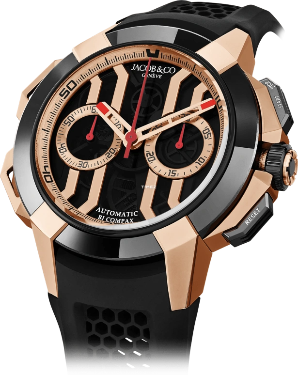 Jacob & Co.,EPIC 44mm,44mm,Rose Gold,Black,Automatic,Chronograph,Sapphire,Crystal Glass,EC430,EC430.43.AB.AA.ABRUA