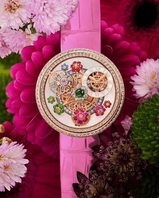 Jacob & Co.,Fleurs de Jardin 42.50mm,42.50mm,Rose Gold,White,Multi-Color,Handwound,Tourbillon,48hours,Lana Del Rey,AF922,AF922.40.RD.AA.A