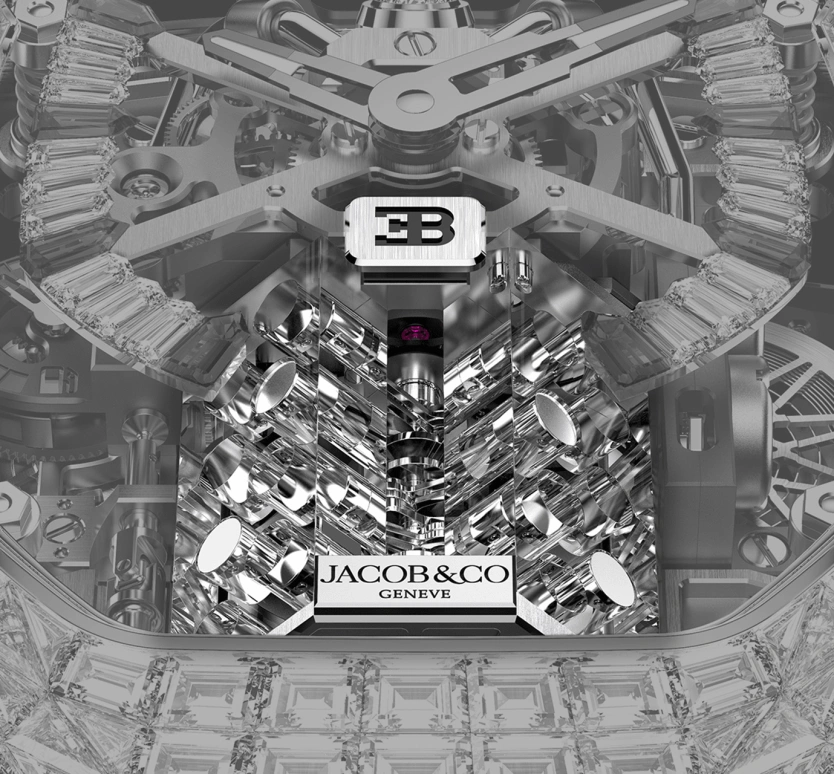 Jacob & Co.,Bugatti Chiron 55x44mm,55x44mm,White Gold,Skeleton,Handwound,Chronograph,Tourbillon,Gucci Mane,BU800,BU800.30.BD.BD.A