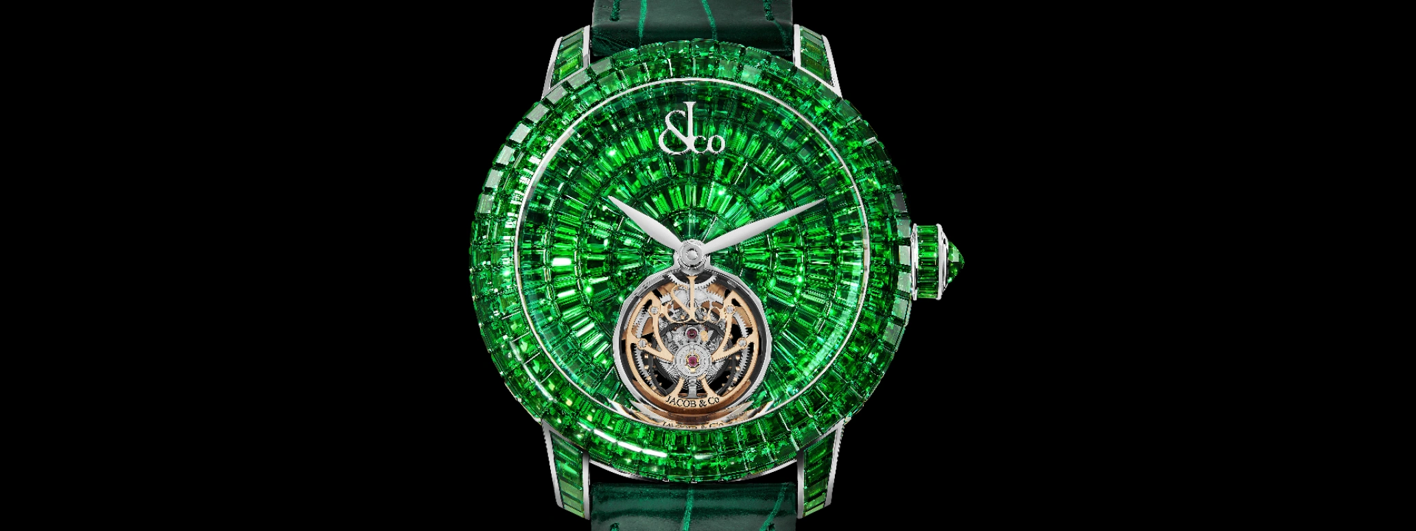 Jacob & Co.,Caviar Tourbillon 47mm,47mm,White Gold,Green,Automatic,Round,offset,Migos,CV210,CV210.30.AA.UA.A