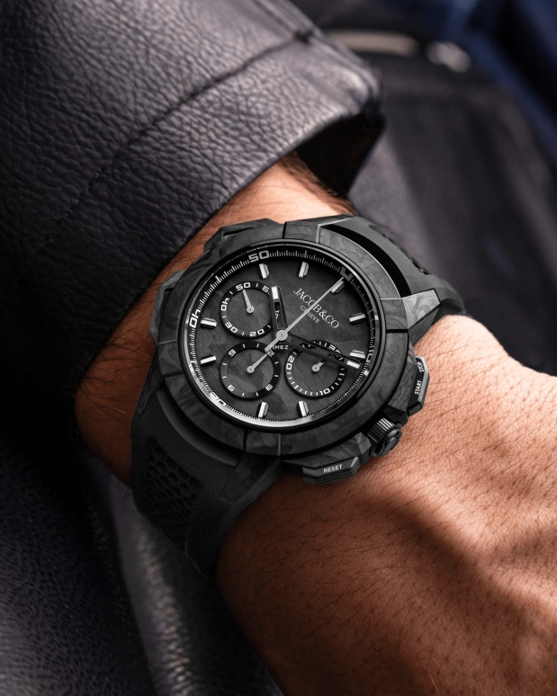 Jacob & Co.,EPIC 44mm,44mm,Forged Carbon,Titanium,Grey,Black,Automatic,Chronograph,Sapphire,Crystal Glass,EC440,EC440.29.AA.AA.A
