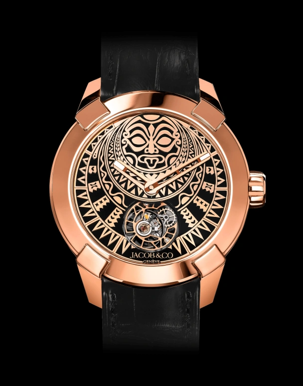 Jacob & Co.,Other 45mm,45mm,Rose Gold,Rose Gold,Black,Tourbillon,Round,Dwayne Johnson,Matai Tourbillon