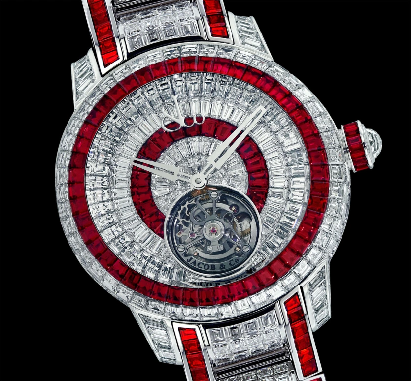 Jacob & Co.,Caviar Tourbillon 44mm,44mm,White Gold,Silver,Red,Handwound,Tourbillon,Sapphire,Crystal Glass,CV300,CV300.30.BD.DR.A 30BA