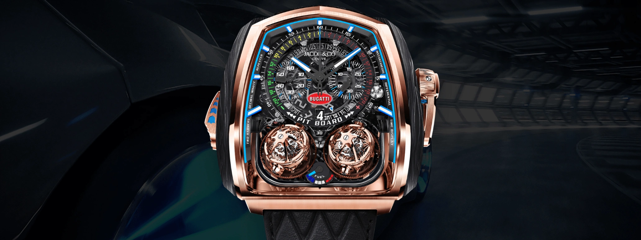Jacob & Co.,Twin Turbo Furious ,Forged Carbon,Rose Gold,Carbon,Gold,Handwound,50hours,In-house Caliber,TT200,TT200.40.AB.AB.A
