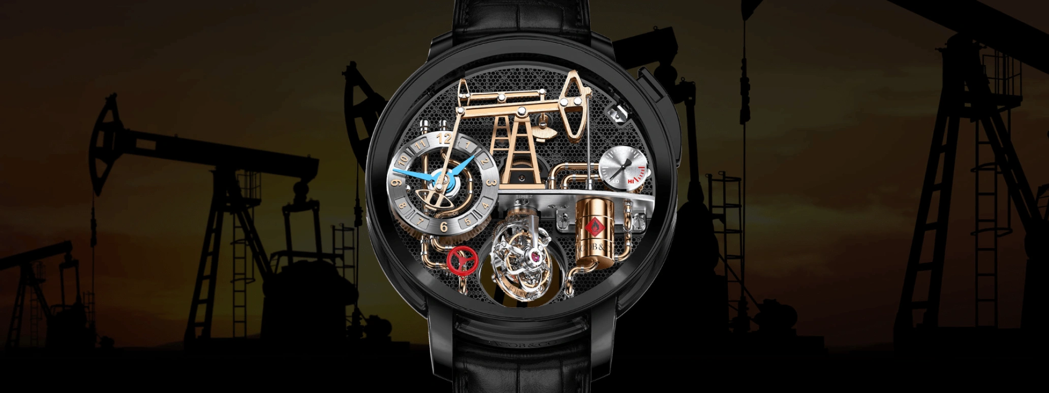 Jacob & Co.,Oil Pump ,Titanium,Sapphire,Handwound,60hours,In-house Caliber,OI100,OI100.21.AA.AA.A