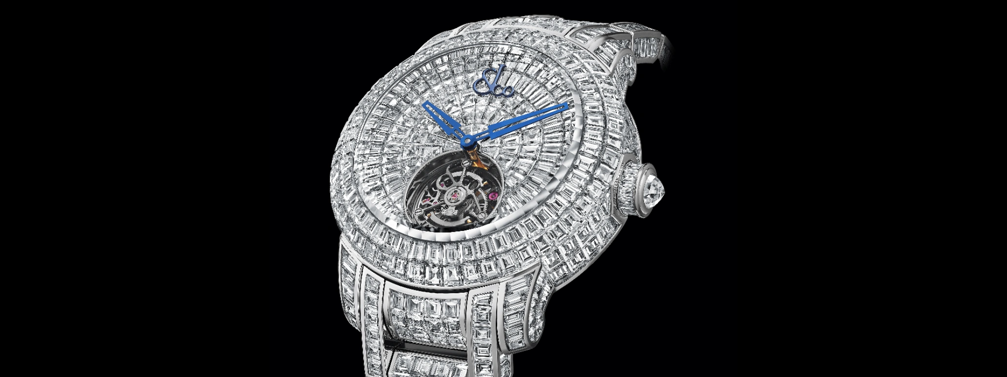 Jacob & Co.,Caviar Tourbillon 123mm,123mm,Gold,White Gold,Handwound,100hours,In-house Caliber,CV300,CV300.30.BD.BD.A30BA