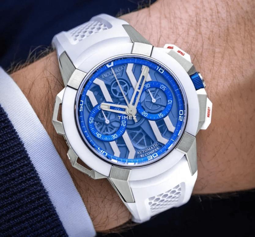 Jacob & Co.,EPIC 44mm,44mm,Titanium,Blue,Automatic,Chronograph,Sapphire,Crystal Glass,EC430,EC430.20.AB.AA.ABRUA