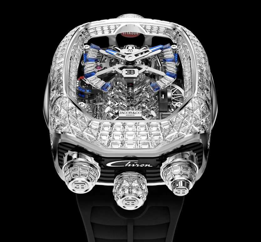 Jacob & Co.,Bugatti Chiron 55x44mm,55x44mm,White Gold,Skeleton,Handwound,Chronograph,Tourbillon,Gucci Mane,BU800,BU800.30.BD.BD.A