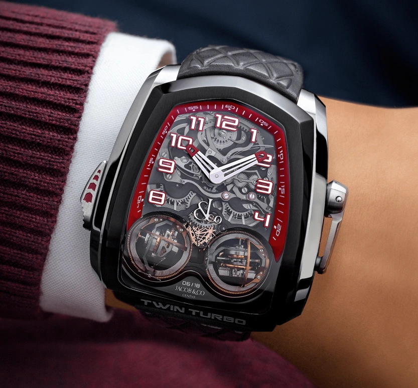 Jacob & Co.,Twin Turbo Furious 57.30x51mm,57.30x51mm,Titanium,Handwound,72hours,In-house Caliber,TT100,TT100.21.NS.NK.C