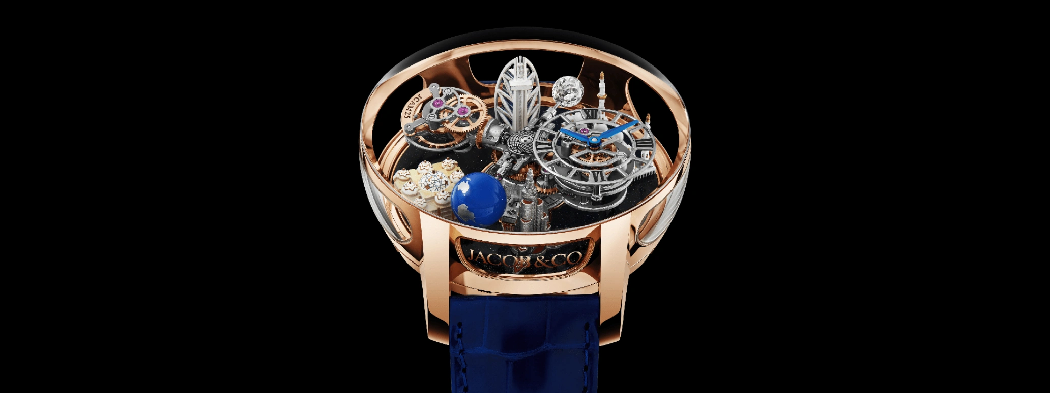 Jacob & Co.,Astronomia 50mm,50mm,Rose Gold,Sapphire,Gold,Handwound,60hours,In-house Caliber,AT102,AT102.40.AI.UA.ABALA