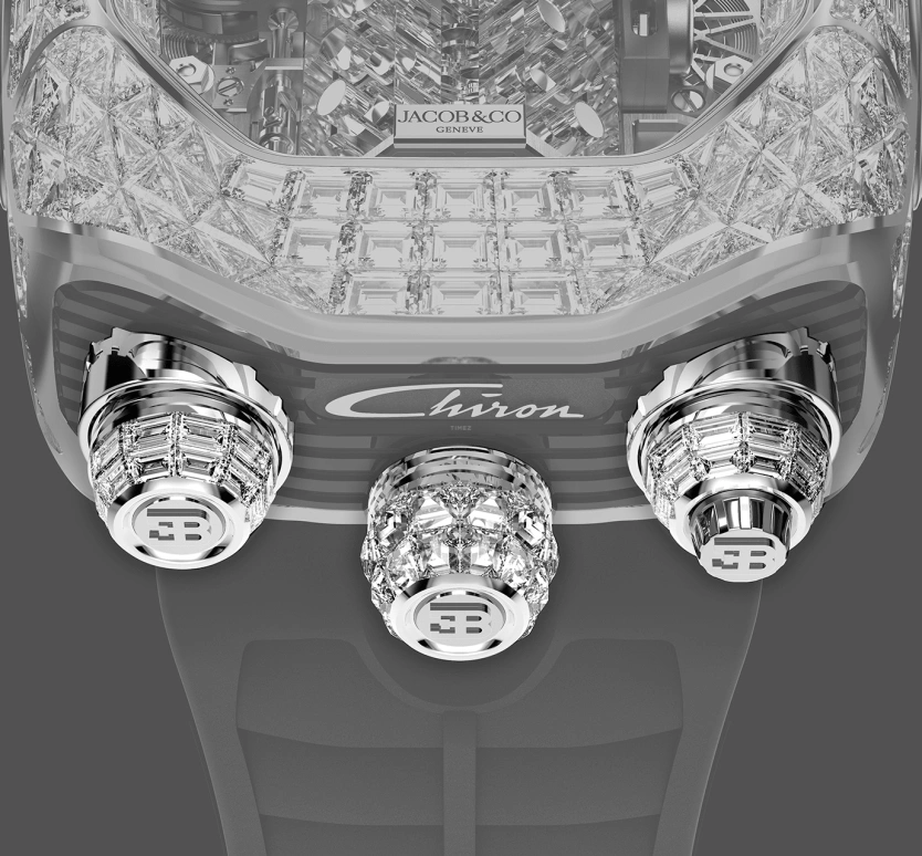 Jacob & Co.,Bugatti Chiron 55x44mm,55x44mm,White Gold,Skeleton,Handwound,Chronograph,Tourbillon,Gucci Mane,BU800,BU800.30.BD.BD.A