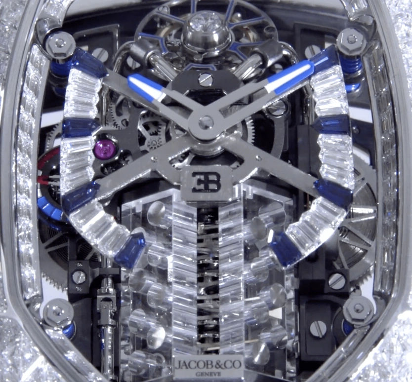 Jacob & Co.,Bugatti Chiron 55x44mm,55x44mm,White Gold,Skeleton,Handwound,Chronograph,Tourbillon,Gucci Mane,BU800,BU800.30.BD.BD.A