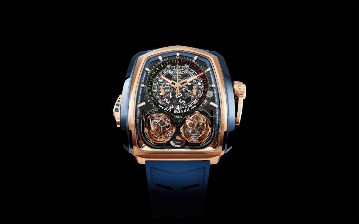 Jacob & Co.,Twin Turbo Furious 57x52mm,57x52mm,Rose Gold,Titanium,Gold,Handwound,50hours,In-house Caliber,TT200,TT200.40.BC.AC.A