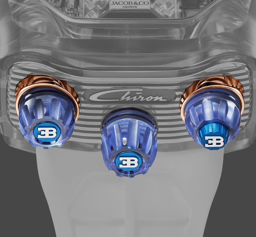 Jacob & Co.,Bugatti Chiron 57.80x44.40mm,57.80x44.40mm,Sapphire,Crystal,Silver,Black,Blue,Handwound,60hours,In-house Caliber,BU210,BU210.80.AM.UA.BBRUA